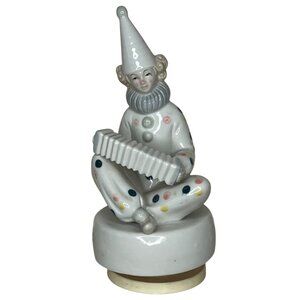 Vintage 1980's Summit Collection Musical Rotating Clown Figurine with Accordion